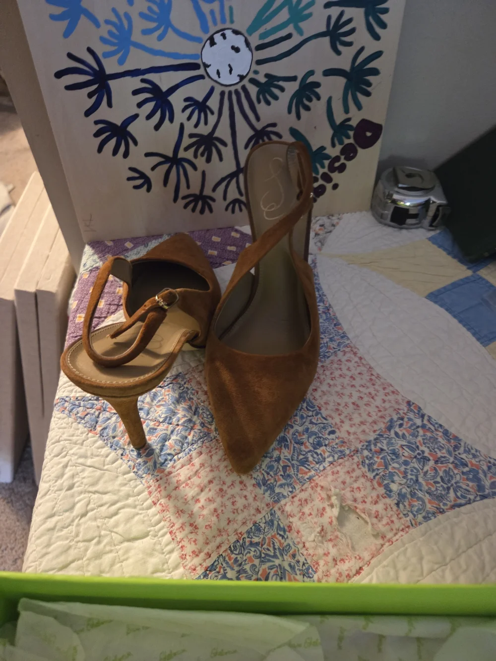 Women's Pointed-Toe Slingback Heels in Chestnut Brown Sam Eldeman 8.5 Gently Use